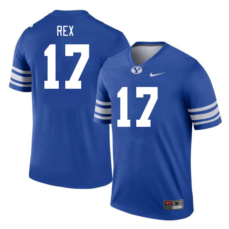 Men #17 Preston Rex BYU Cougars College Football Jerseys Stitched-Royal